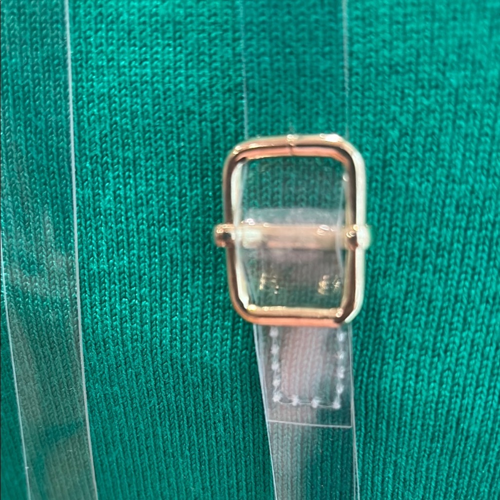 Clear & White Crossbody Bag with Gold Chain Accents Stadium Approved Purse - Picture 2 of 8